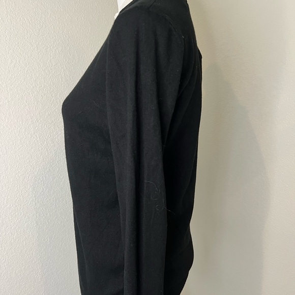 Unique detailed neck and sleeves black sweater top. - Picture 2 of 8